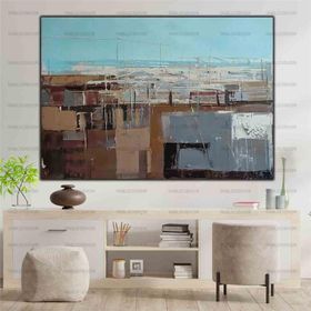 Tablolife Soyut Şehir 60 x 90 cm Yağlı Boya Dokulu Tablo