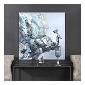 Tablolife Soyut Tavus Kuşu 80x80 cm Yağlı Boya Dokulu Tablo