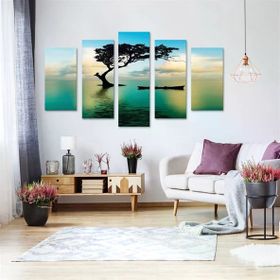 Tablolife Sudaki Ağaç 60 x 100 cm 5 Parçalı Kanvas Tablo