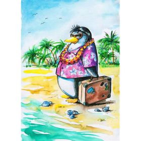 Tablolife Tatilci Penguen 60 x 90 cm Kanvas Tablo