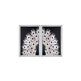 Tablolife Tavus Kuşu Kuyruğu Cam 2'li 95x130 cm İşleme Tablo