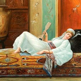Tablolife Telli Çalgı Çalan Kadın 35 x 50 cm Kanvas Tablo