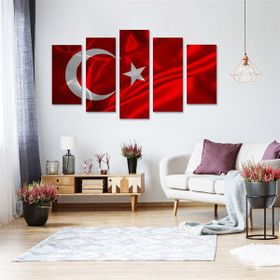 Tablolife Türk Bayrağı 60 x 100 cm 5 Parçalı Kanvas Tablo