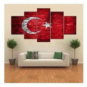 Tablolife Türk Bayrağı 60 x 100 cm 5 Parçalı Kanvas Tablo