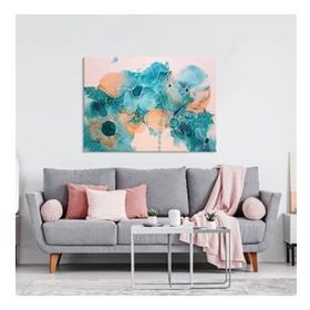 Tablolife Turkuaz Çiçekler 60 x 90 cm Yağlı Boya Dokulu Tablo