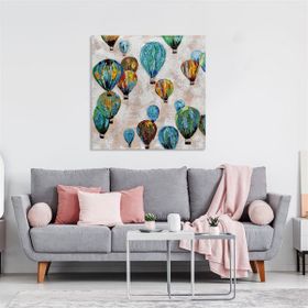 Tablolife Uçan Balonlar 80 x 80 cm Yağlı Boya Dokulu Tablo