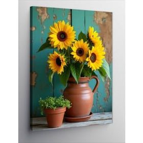 Tablolife Vazoda Ayçiçekleri 60 x 90 cm Kanvas Tablo