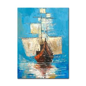 Tablolife Yelkenli 80 x 80 cm Yağlı Boya Dokulu Tablo