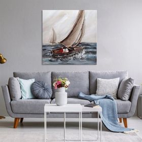 Tablolife Yelkenli 80 x 80 cm Yağlı Boya Dokulu Tablo