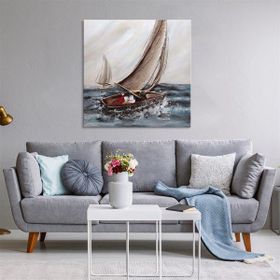 Tablolife Yelkenli 80 x 80 cm Yağlı Boya Dokulu Tablo
