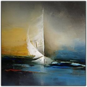 Tablolife Yelkenli 80 x 80 cm Yağlı Boya Dokulu Tablo
