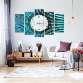 Tablolife Zamanda Yolculuk 60 x 100 cm Saatli 5 Parçalı Kanvas Tablo