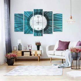 Tablolife Zamanda Yolculuk 60 x 100 cm Saatli 5 Parçalı Kanvas Tablo