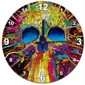 Tablomega 377 Renkli Kafatası Desenli Duvar Saati