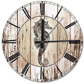 Tablomega 58 Tribal Deniz Atı Seahorse Ahşap Duvar Saati