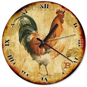 Tablomega Kahve Rengi Horoz Çocuk Odası 50x50 cm Duvar Saati
