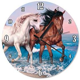 Tablomega Kahverengi Ve Beyaz At Şekilli 30x30 cm Duvar Saati