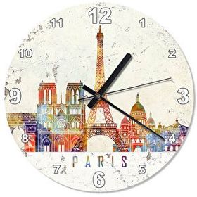 Tablomega Kıırmızı Çizgili Paris Şehir Şekilli 30x30 cm Duvar Saati