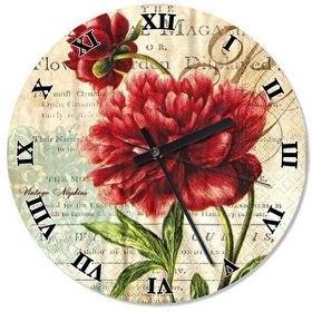 Tablomega Kırmızı Çiçek Dekoratif 30x30 cm Duvar Saati