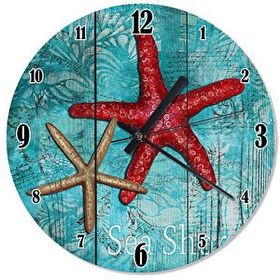 Tablomega Kırmızı Deniz Yıldızı Çocuk Odası 50x50 cm Duvar Saati