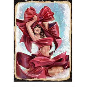 Tablomega Kırmızı Elbiseli Kadın Art 25x35 cm Mdf Poster