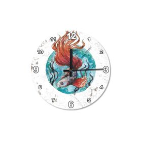 Tablomega Kırmızı Kuyruklu Beta Balığı Ahşap 30x30 cm Duvar Saati