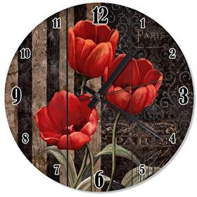Tablomega Kırmızı Laleler Akarlı 50x50 cm Duvar Saati