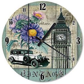 Tablomega Klasik Araba Ve Big Bang Retro 50x50 cm Duvar Saati