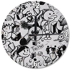 Tablomega Komik Karikatürler Ahşap 50x50 cm Duvar Saati