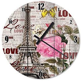 Tablomega Love Eyfel Kulesi Akarlı 30x30 cm Duvar Saati
