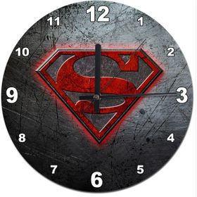 Tablomega Metal Zeminde Süpermen Logo Akarlı 30x30 cm Duvar Saati