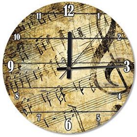 Tablomega Müzik Notaları Ahşap 50x50 cm Duvar Saati
