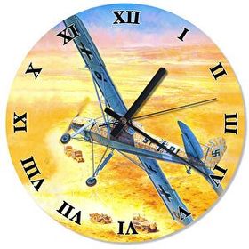 Tablomega Nazi Savaş Uçağı Baskılı 50x50 cm Duvar Saati