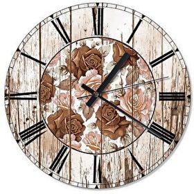 Tablomega Pembe Güller Analog 50x50 cm Duvar Saati