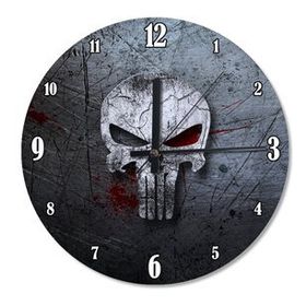 Tablomega Punisher Işığı Kuru Kafa Tasarım 50x50 cm Duvar Saati