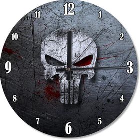Tablomega Punisher Işığı Kuru Kafa Tasarım 50x50 cm Duvar Saati