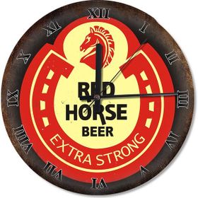 Tablomega Red Horse Beer Reklam Roma Rakamlı Akarlı 50x50 cm Duvar Saati