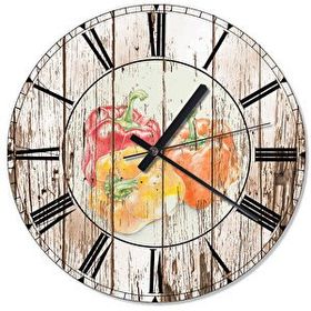 Tablomega Renkli Biber Dekoratif 30x30 cm Duvar Saati