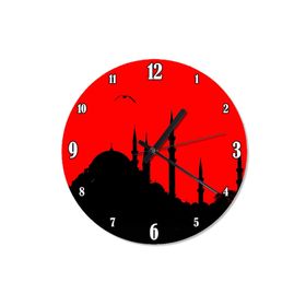 Tablomega SAAT-1140-50 Kırmızı Zeminde Süleymaniye Cami 50 cm Çap Duvar Saati