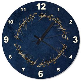 Tablomega SAAT-1157-30 Lacivert Zeminde Yüzüklerin Efendisi Sembolü Özel Tasarım 30 cm Çap Duvar Saati