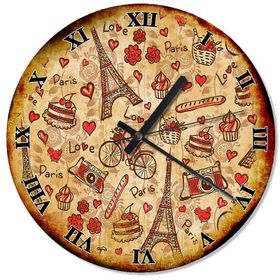 Tablomega SAAT-1266-50 Paris Ve Semboller 50cm Çap Duvar Saati