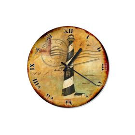 Tablomega Saat-1310-50 Siyah Beyaz Deniz Feneri Akarlı 50 cm Duvar Saati