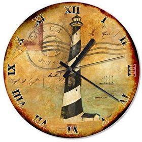 Tablomega Saat-1310-50 Siyah Beyaz Deniz Feneri Akarlı 50 cm Duvar Saati