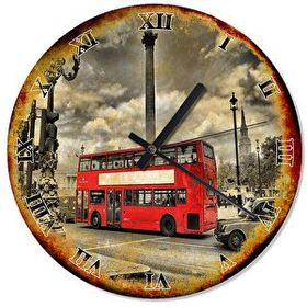 Tablomega Saat-1357-30 Londra Otobüs Dekoratif 30 cm Duvar Saati