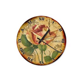 Tablomega SAAT-1378-30 Kırmızı Çizgili Gül 30cm Çap Duvar Saati