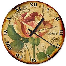 Tablomega SAAT-1378-30 Kırmızı Çizgili Gül 30cm Çap Duvar Saati