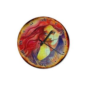 Tablomega SAAT-1389-50 Üzgün Kızıl Kız Tasarım 50cm Çap Duvar Saati