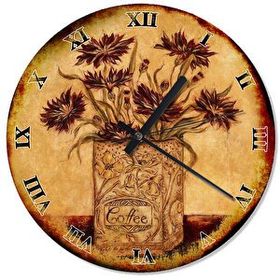 Tablomega SAAT-1391-30 Kahve Kutusu Ve Çiçekler Özel Tasarım 30cm Çap Duvar Saati