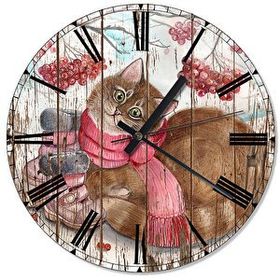 Tablomega SAAT-1407-30 Sevimli Sarman Kedi Tasarım 30cm Çap Duvar Saati