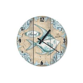 Tablomega SAAT-1489-30 Mavi Melek Balığı Desenli 30 cm Çap Duvar Saati